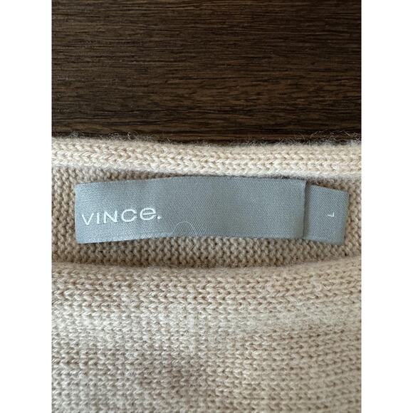 Vince Nude Blush Wool Cashmere Sweater Womens Large Relaxed Beige Boatneck - Picture 4 of 14
